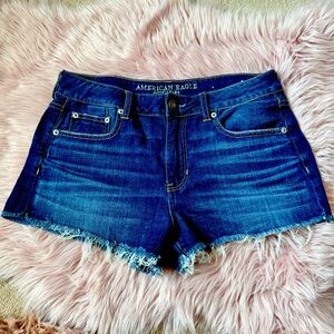American Eagle Outfitters Dark Wash Denim Cut-off Shorts | Size 8